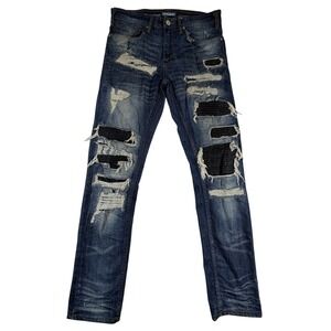 Jordan Craig Aaron Legacy Edition Distressed Patchwork Slim Jeans Mens 33 X 32